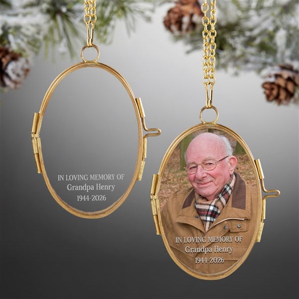 In Loving Memory Personalized Gold Glass Oval Frame Ornament - 58192