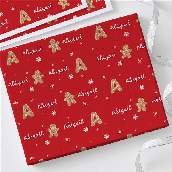 Gingerbread Wishes Personalized Wrapping Paper - 58240