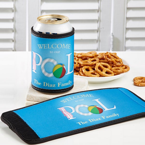Welcome To Our Pool Personalized Can & Bottle Wrap - 5827