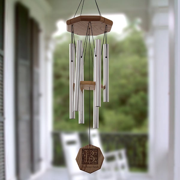 Personalized Wind Chimes - Floral Monogram - 5828