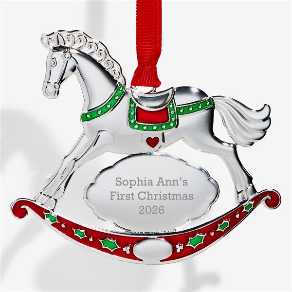 Baby's First Christmas Engraved Metal Rocking Horse Ornament - 58286