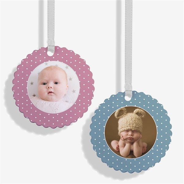 Sweet Baby Personalized Photo Scalloped Edge Glass Ornament - 58307