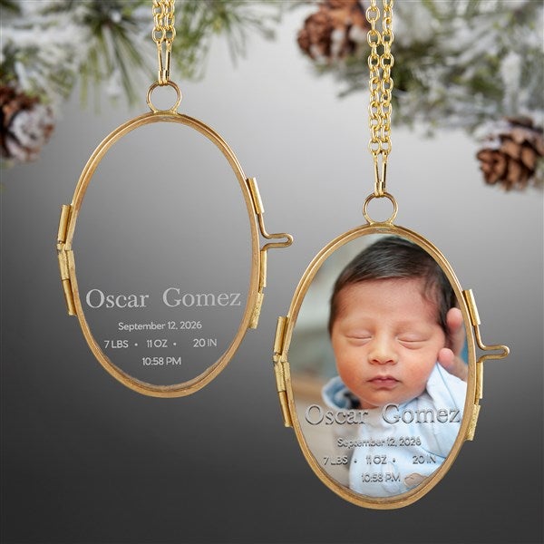 Sweetest Arrival Personalized Baby Gold Oval Locket Ornament - 58311