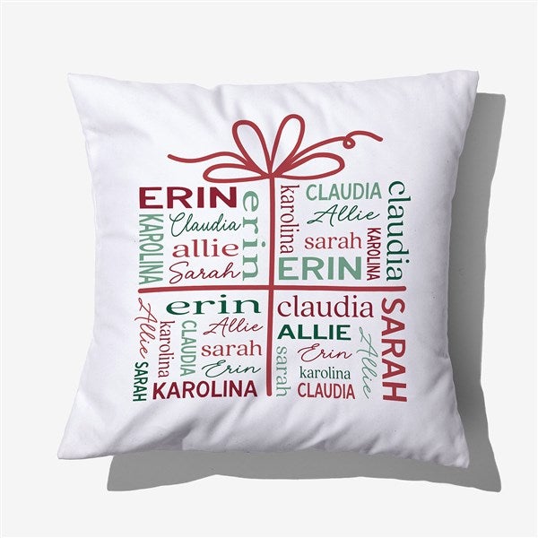 Christmas Present Repeating Name Personalized Throw Pillow - 58325