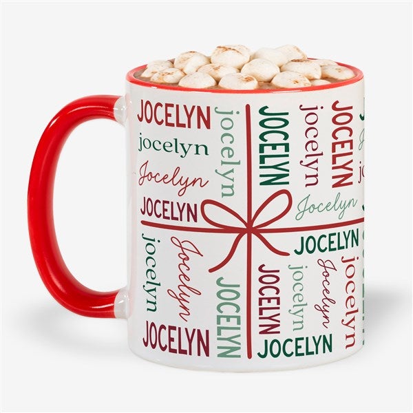 Present Repeating Name Personalized Christmas Coffee Mugs - 58327