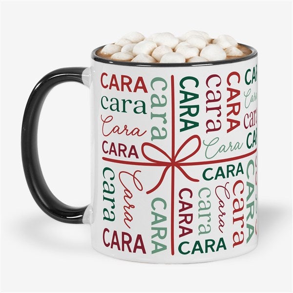Present Repeating Name Personalized Christmas Coffee Mugs - 58327