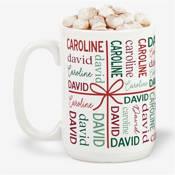 Present Repeating Name Personalized Christmas Coffee Mugs - 58327
