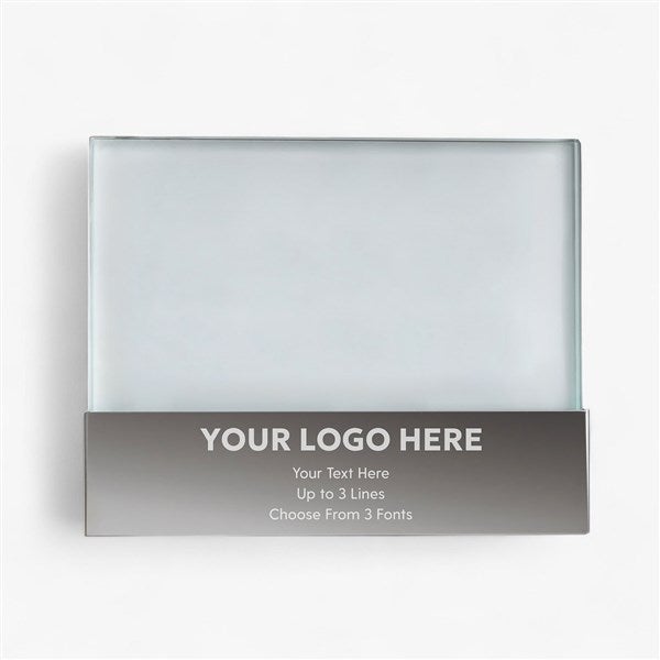 Personalized Logo Glass Block Silver Base Picture Frame - 58342