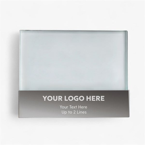 Personalized Logo Glass Block Silver Base Picture Frame - 58342