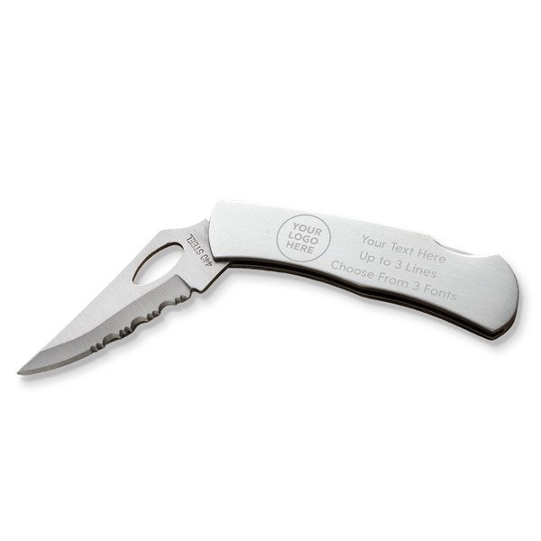Personalized Logo Silver Pocket Knife - 58343