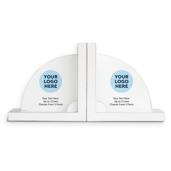 Personalized Logo White Bookends  - 58352