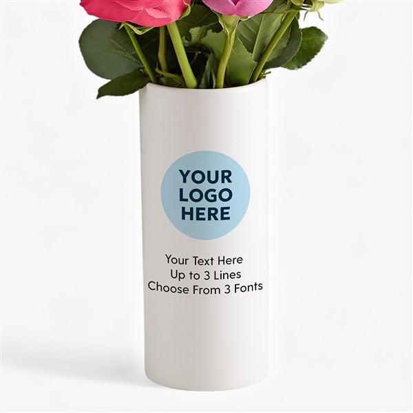 Personalized Logo White Ceramic Vase  - 58360