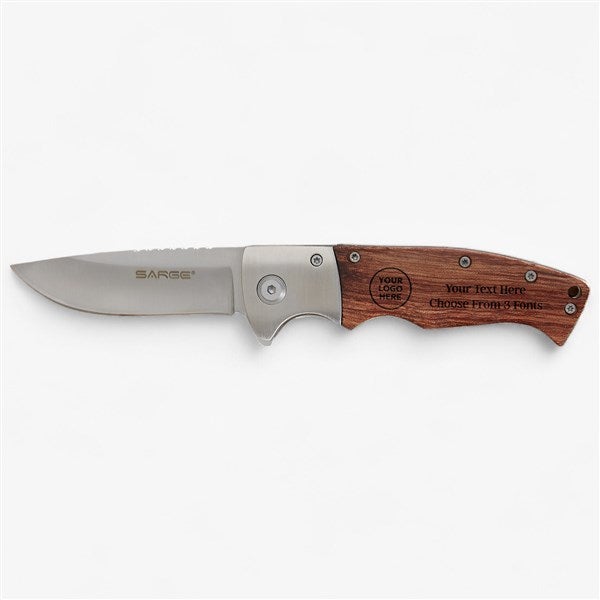 Personalized Wooden Handle Folding Knife - 58387
