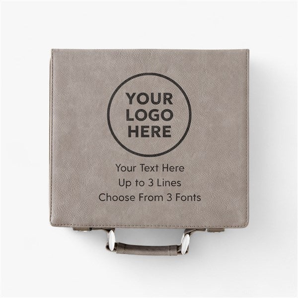 Personalized Logo Grey Leatherette Poker Chip Set - 58395