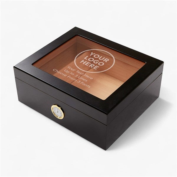Personalized Logo Premium Black Cigar Humidor - 58396
