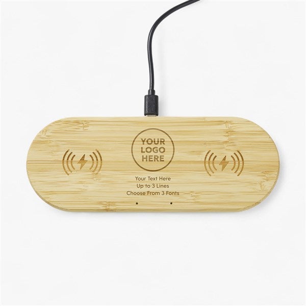 Engraved Logo 2-in-1 Bamboo Charging Dock - 58402