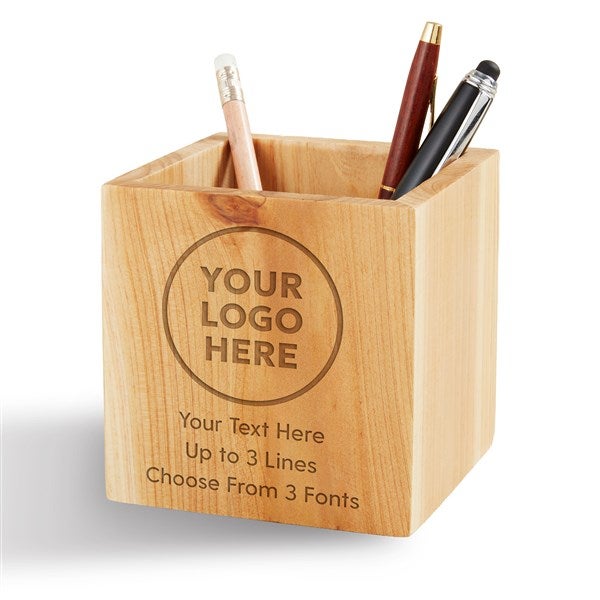 Personalized Logo Wooden Pencil Holder - 58404