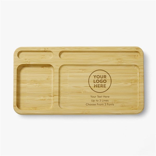 Engraved Logo Bamboo Charging Valet Tray - 58407
