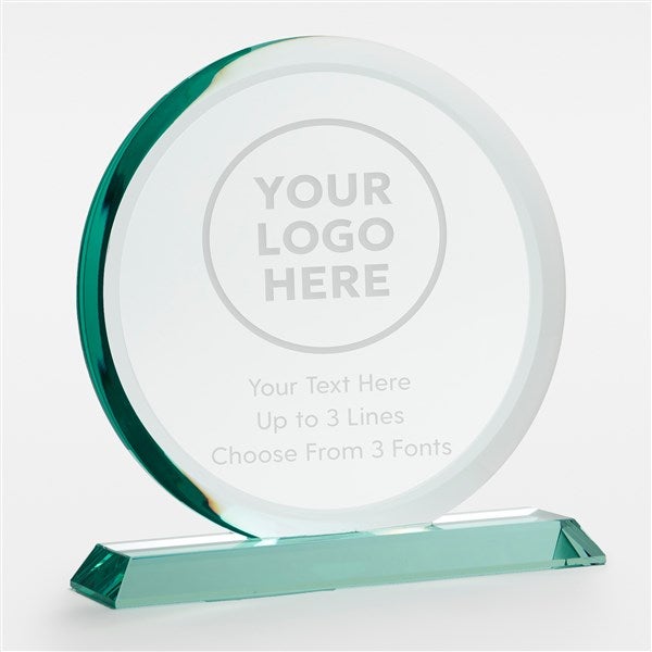 Engraved Logo Round Jade Glass Award- Large  - 58452