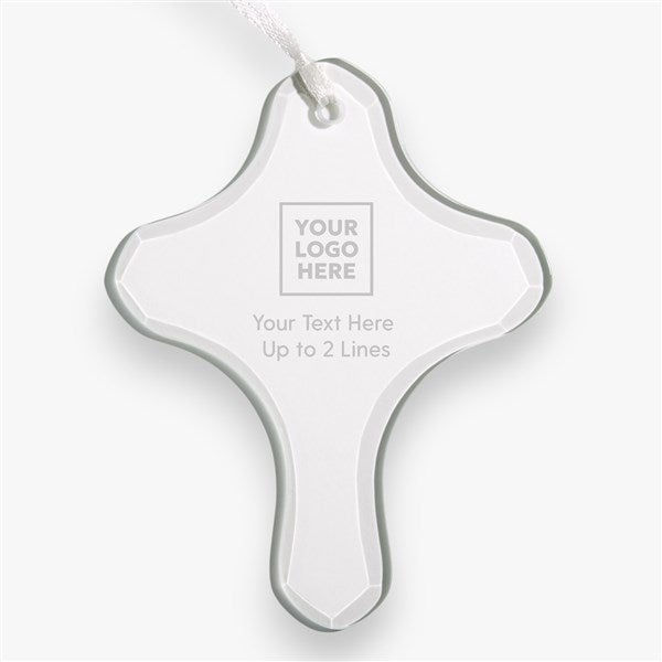 Personalized Logo Clear Glass Cross Ornament - 58459