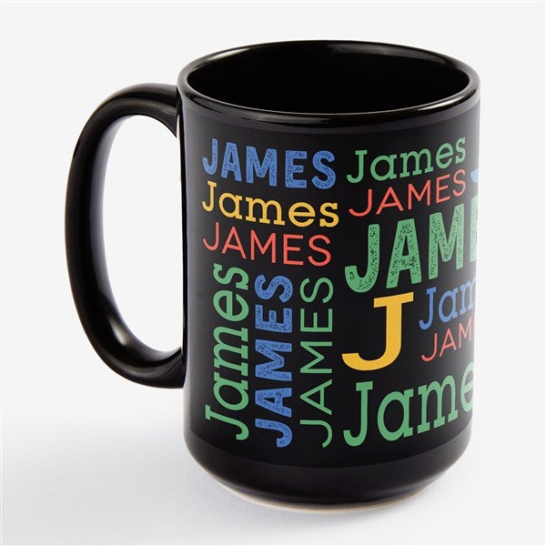 Trendy Repeating Name Personalized Black Coffee Mugs - 58497