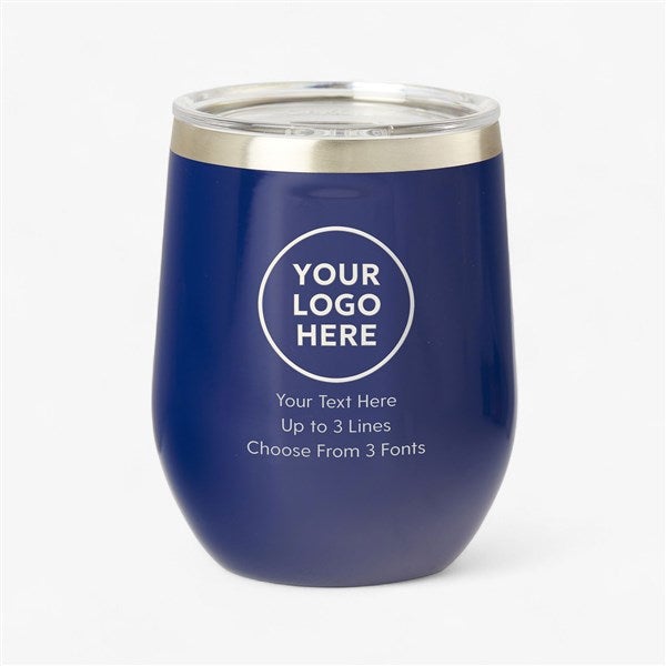 Personal Logo Corkcicle 12oz Stemless Wine Tumbler- Navy  - 58504