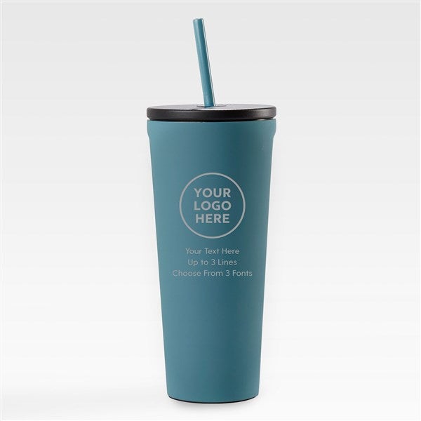 Personal Logo Corkcicle 24oz Cold Cup with Straw- Teal  - 58505