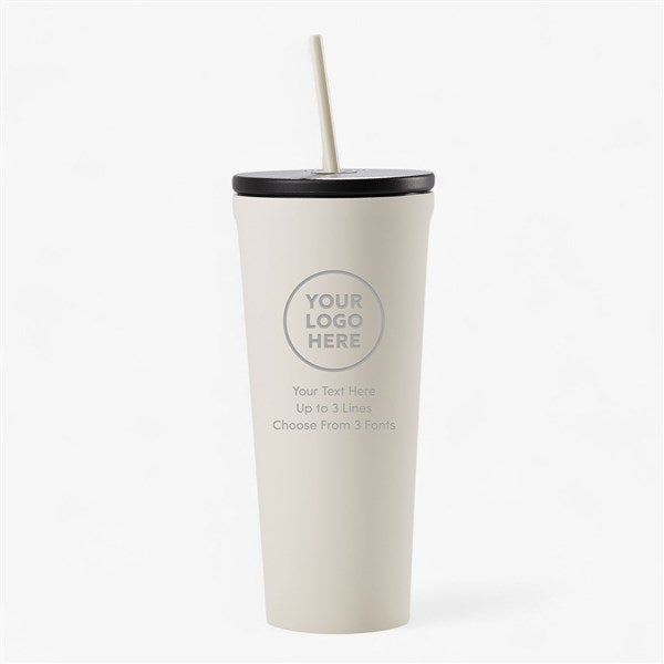 Personal Logo Corkcicle 24oz Cold Cup with Straw- Cream  - 58506
