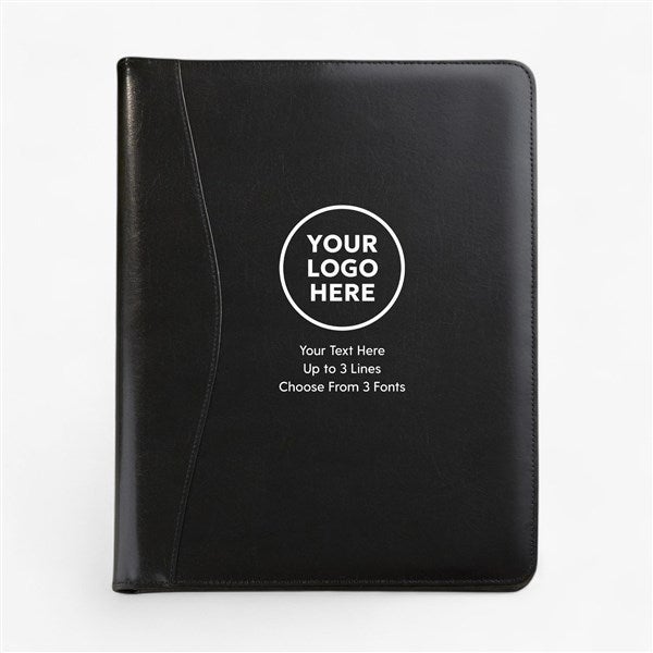 Personalized Logo Black Leather Portfolio  - 58517