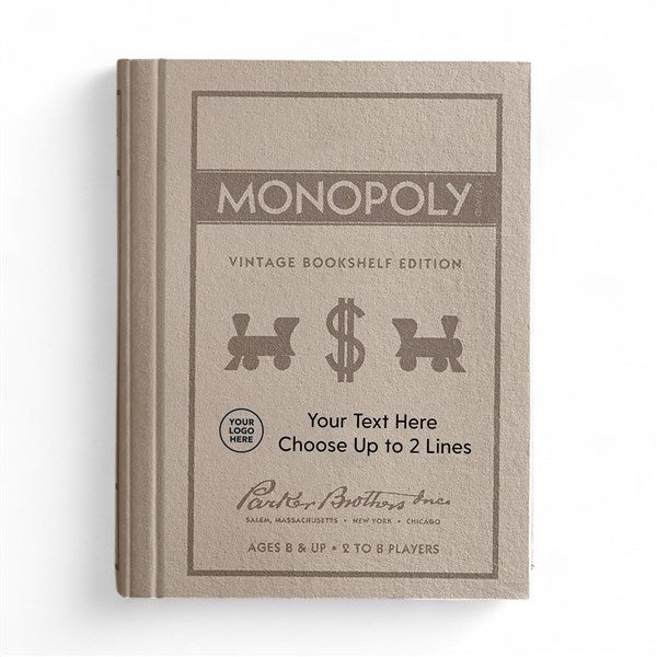 Personalized Vintage Bookshelf Monopoly Game with Company Logo - 58537