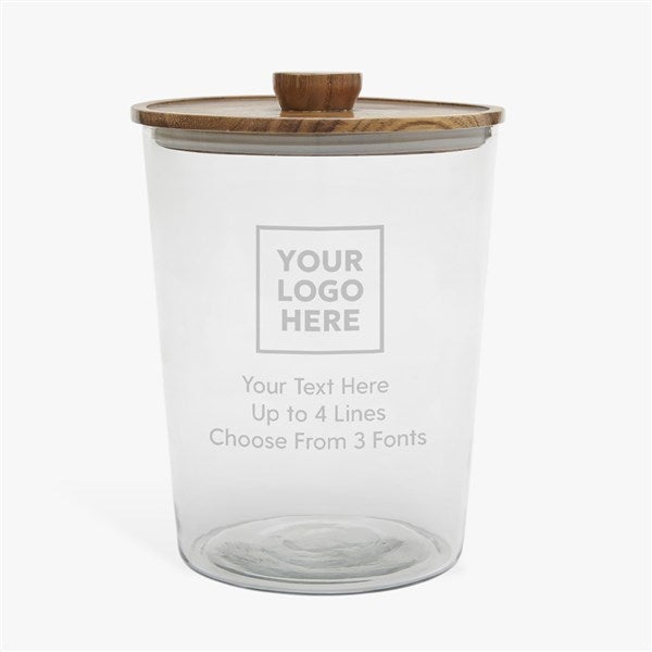 Personal Logo Engraved Glass Ice Bucket with Acacia Lid  - 58548