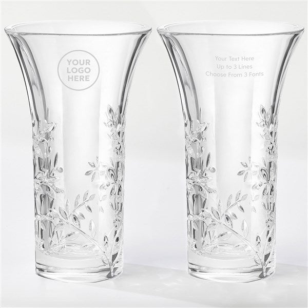 Corporate Engraved Vera Wang Crystal Leaf Vase  - 58558