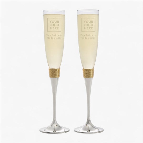Personalized Logo Gold Hammered Toasting Flutes - 58572