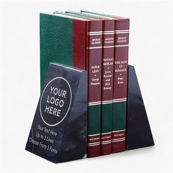 Personalized Logo Marble Bookends  - 58580