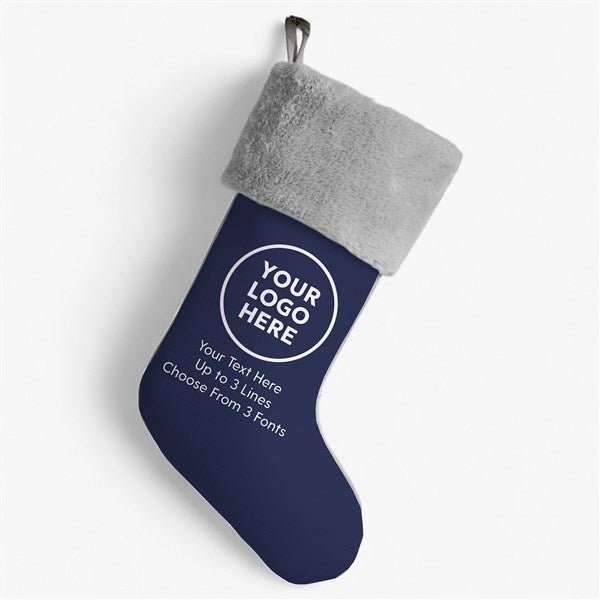 Personalized Logo Grey Fur Cuff Christmas Stocking - 58668