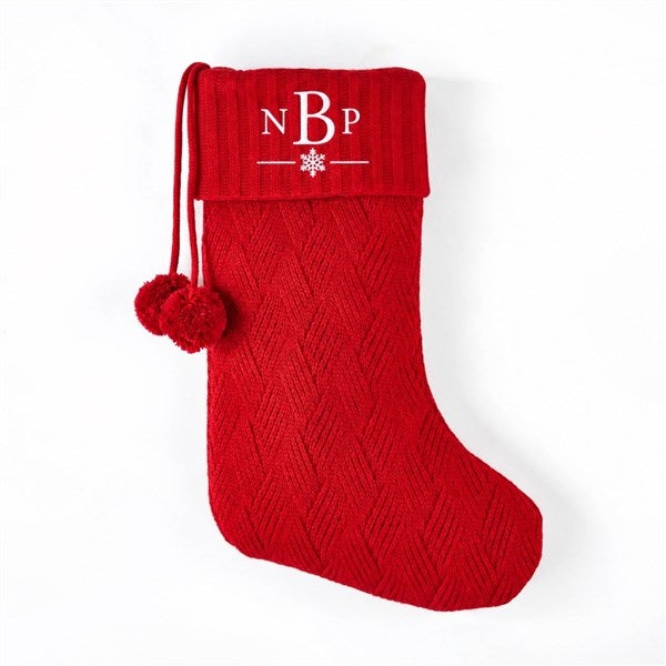 Embroidered Red Basketweave Knit Stocking by Nikki Boyd    - 58678