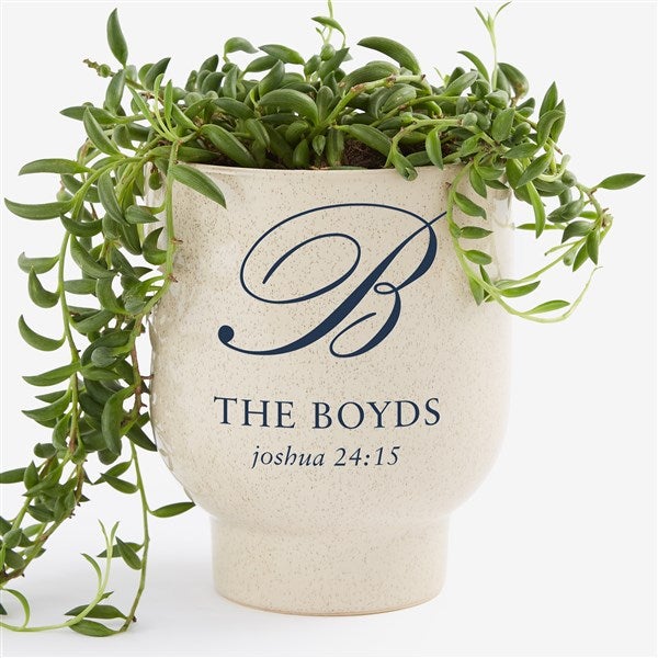 Laurel Initial Personalized Pedestal Flower Pot - Tan  - 58703