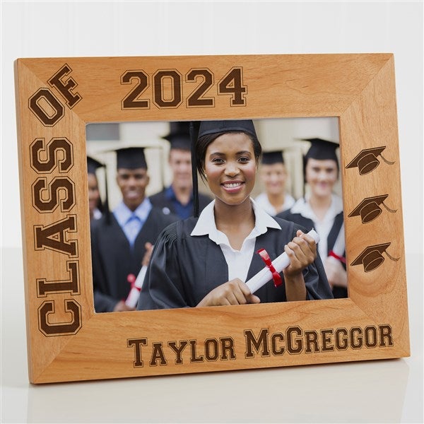 Personalized Wooden Graduation Photo Frame - Hats Off Edition - 5903