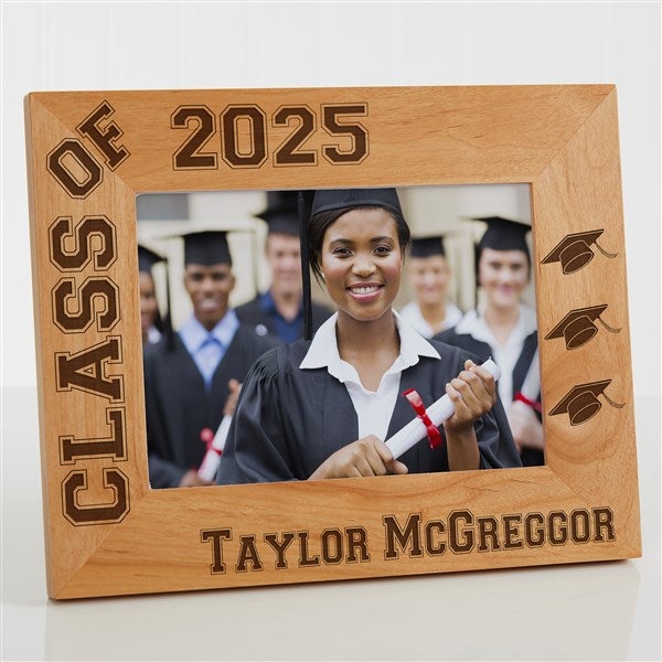 Personalized Wooden Graduation Photo Frame - Hats Off Edition - 5903