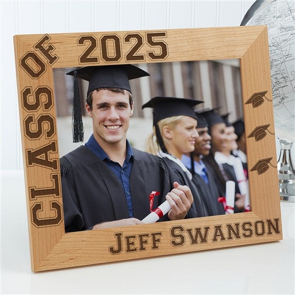 Personalized Wooden Graduation Photo Frame - Hats Off Edition - 5903