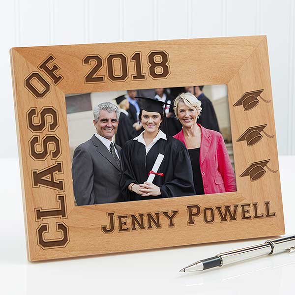 personalized wooden graduation photo frame hats off edition
