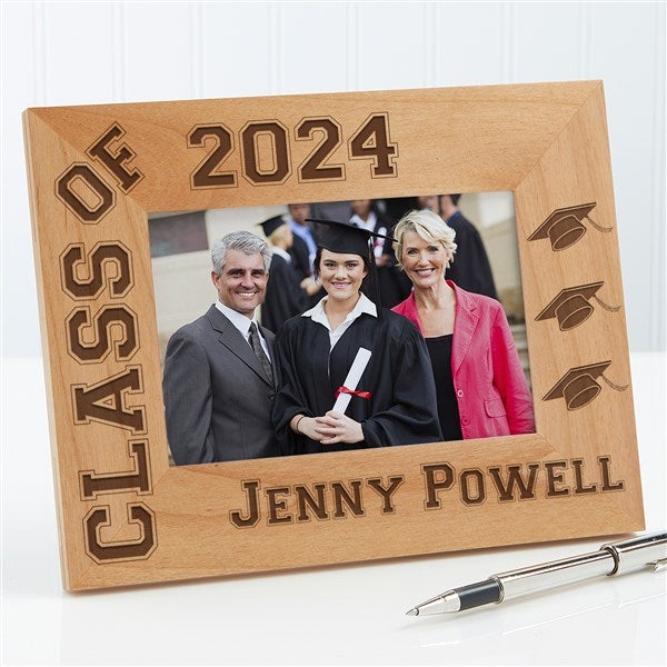 Personalized Wooden Graduation Photo Frame Hats Off Edition