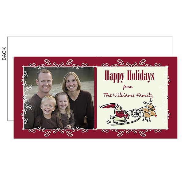 Personalized Photo Postcard Christmas Cards - Santa's Sleigh - 6196