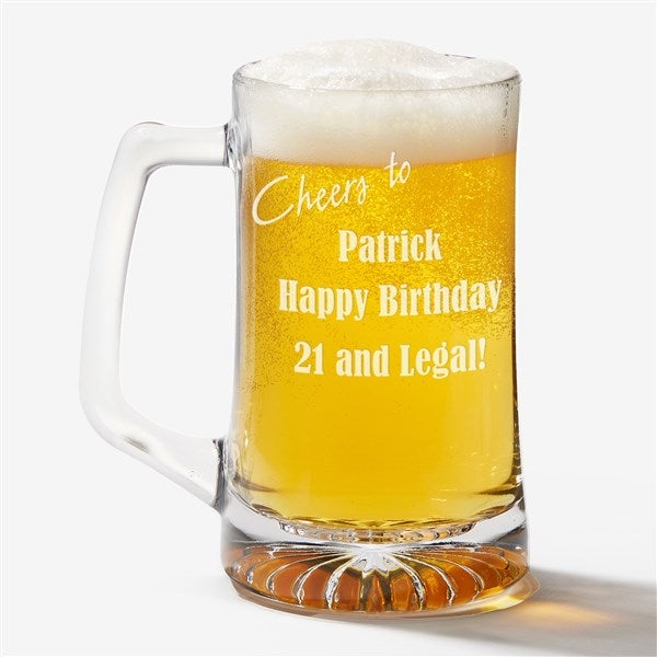 Personalized Glass Birthday Beer Mug - Cheers to You - 6199