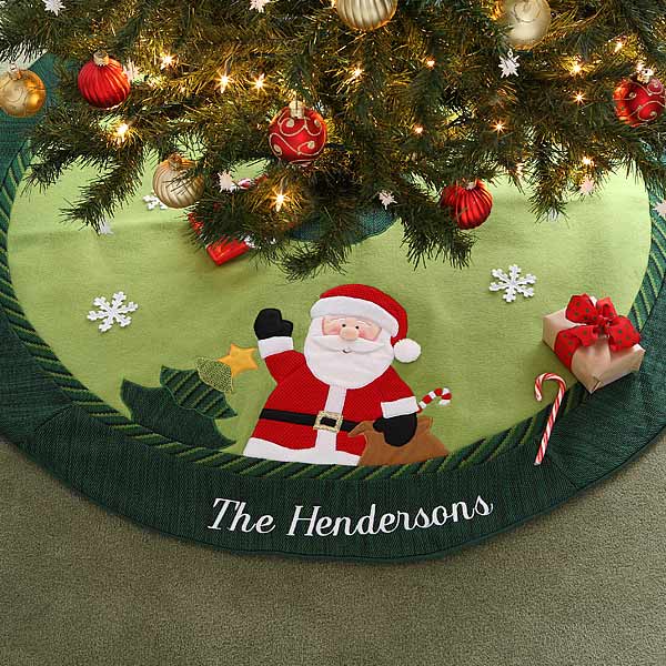 New LED Santa Christmas Tree Skirt Belt Design Reusable Stand Bucket Cover 