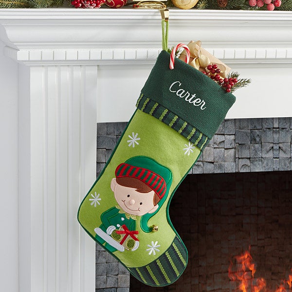 Personalized Christmas Stockings - Boy Elf