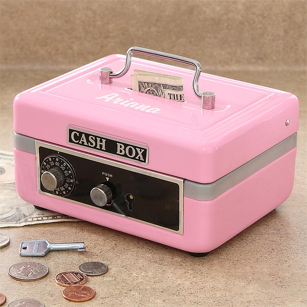 Personalized Girls Cash Box Pink