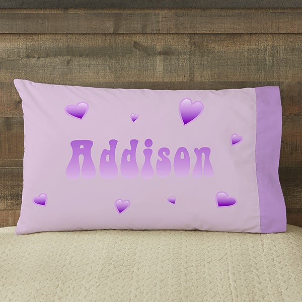 Personalized Girls Pillowcases Lots of Hearts Design