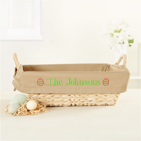 Personalized Egg Wicker Basket with Easter Egg Design - 6458