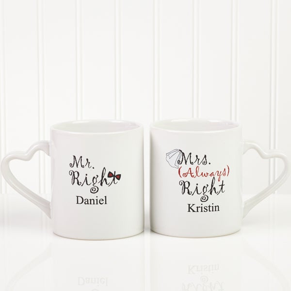 Set of 2 Mr and Mrs Mugs, Wedding Mug Set, His and Hers Mugs